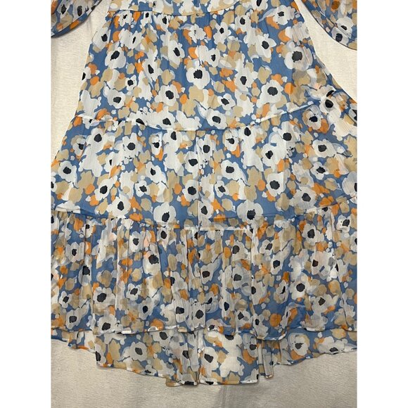 NWT Joie Floral Fields Midi Dress Blue Orange L Fairy Timeless Tiered - Picture 12 of 16
